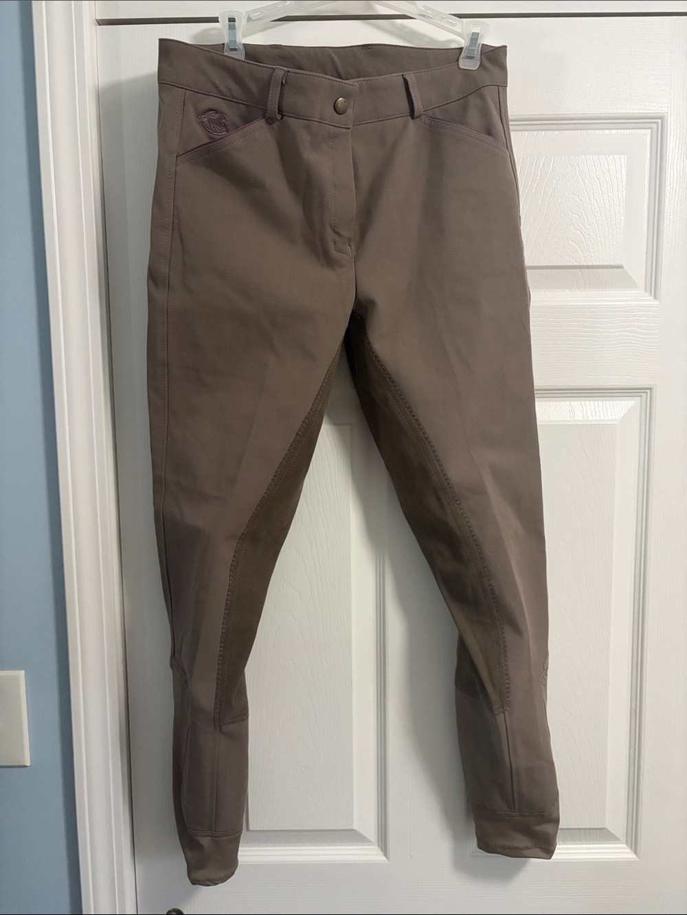 Piper Taupe Full Seat Riding Breeches with Dark Brown Knee Panels